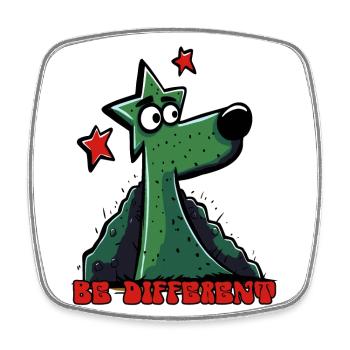 Sei anders: Lustig aussehender Sternen-Hund - Viereckiger Kühlschrankmagnet - Weiß - Vorne
