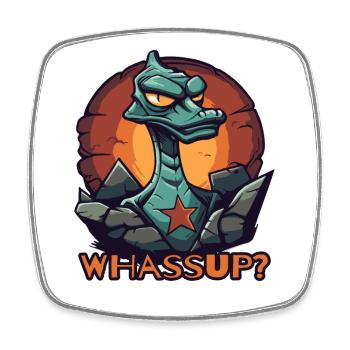 Was geht ab, cooler Dino-Echsen? - Viereckiger Kühlschrankmagnet - Weiß - Vorne