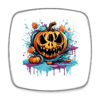 Bad Pumpkin Böser Kürbis Halloween - Viereckiger Kühlschrankmagnet - Weiß - Vorne