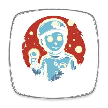 A boy with a lamp - Square fridge magnet - white - Front