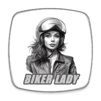 Motorradfahrerin Motorrad für eine - Viereckiger Kühlschrankmagnet - Weiß - Vorne