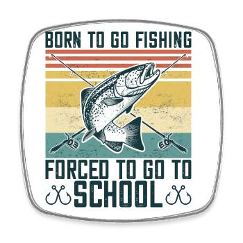 Born To Go Fishing Bass Fisch Fischer Jungen - Viereckiger Kühlschrankmagnet - Weiß - Vorne