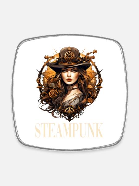 Steampunk Frau für einen Steampunk Liebhaber - Viereckiger Kühlschrankmagnet - Weiß