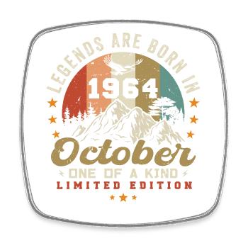 Oktober 1964 - Geburtstag im Oktober 1964 - Viereckiger Kühlschrankmagnet - Weiß - Vorne