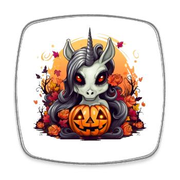 Süßes Halloween Einhorn Frauen Mädchen Kürbis - Viereckiger Kühlschrankmagnet - Weiß - Vorne