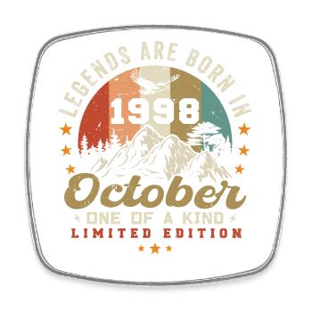 October 1998 - Birthday in October 1998 - Square fridge magnet - white - Front