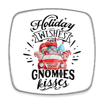 Weihnachten Holiday Wishes Gnomies Kisses - Viereckiger Kühlschrankmagnet - Weiß - Vorne