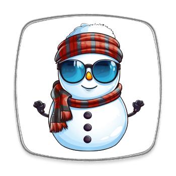 Cooler Schneemann mit Sonnenbrille Winter Design - Viereckiger Kühlschrankmagnet - Weiß - Vorne