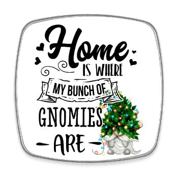 Home Is Where My Gnomies Are Weihnachtsgnom - Viereckiger Kühlschrankmagnet - Weiß - Vorne