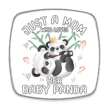 Mom Panda Love Just A Mom Who Loves - Viereckiger Kühlschrankmagnet - Weiß - Vorne