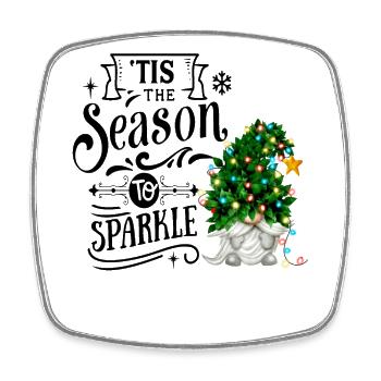 Tis The Season To Sparkle Weihnachtsgnom - Viereckiger Kühlschrankmagnet - Weiß - Vorne