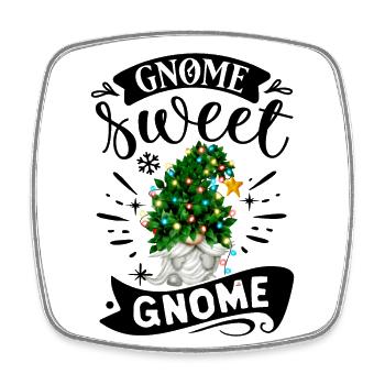 Xmas Gnomies Gnome Sweet Gnome Christmas Gnome - Square fridge magnet - white - Front