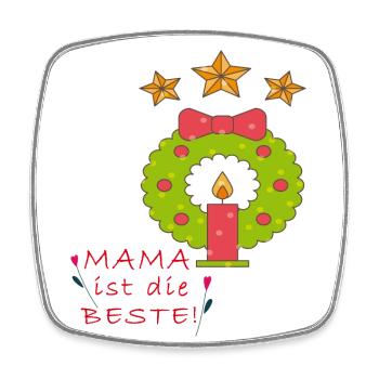 Weihnachten, Mama ist die Beste - Viereckiger Kühlschrankmagnet - Weiß - Vorne