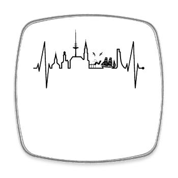 Kiel Skyline Herzschlag Fan Herz Liebe Love Kieler - Viereckiger Kühlschrankmagnet - Weiß - Vorne