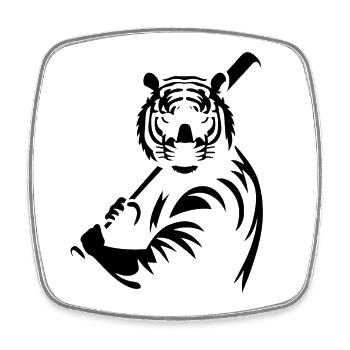 Minimalistische Tiger Baseballspieler Silhouette - Viereckiger Kühlschrankmagnet - Weiß - Vorne
