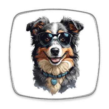 Australian Shepherd Hund Freund Begleiter - Viereckiger Kühlschrankmagnet - Weiß - Vorne