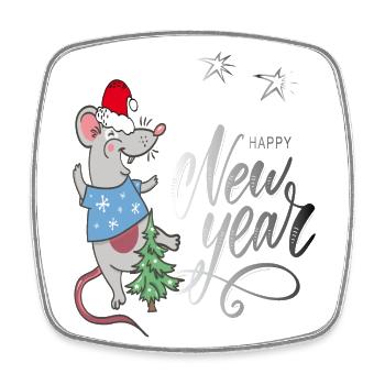 happy new year - Viereckiger Kühlschrankmagnet - Weiß - Vorne