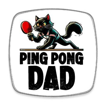 Table Tennis Katze Pingpong Black Cat Dad Outfit - Magnet carré - blanc - Devant