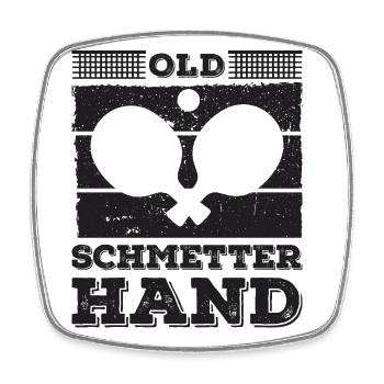 Table Tennis Player Old Smash Hand Saying - Square fridge magnet - white - Front