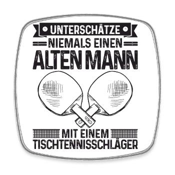 Unterschätze niemals einen alten Mann Opa - Viereckiger Kühlschrankmagnet - Weiß - Vorne