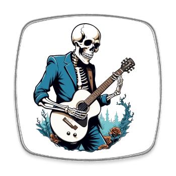 Skelett mit Gitarre - Viereckiger Kühlschrankmagnet - Weiß - Vorne