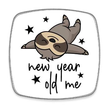 New Year Old Me Faultier Silvester Neues Jahr 2027 - Viereckiger Kühlschrankmagnet - Weiß - Vorne