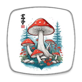 Champignons japonais Ikoyo-E Champignon Esthétique - Magnet carré - blanc - Devant