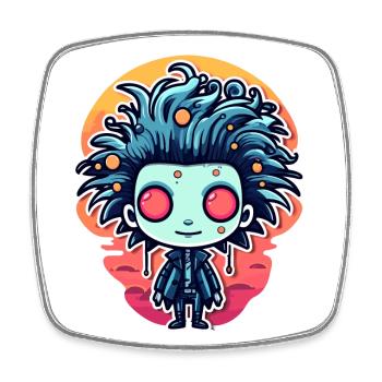 Cute zombie illustration - Square fridge magnet - white - Front