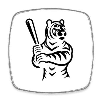 Minimalistische Tiger Baseballspieler Silhouette - Viereckiger Kühlschrankmagnet - Weiß - Vorne