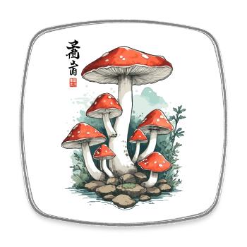 Magischer Fliegenpilz Japan Cottagecore Design - Viereckiger Kühlschrankmagnet - Weiß - Vorne