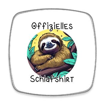 Offizielles Schlafshirt Faultier - Viereckiger Kühlschrankmagnet - Weiß - Vorne