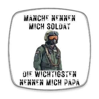 Soldat Papa - Viereckiger Kühlschrankmagnet - Weiß - Vorne