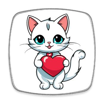 Katze Herz - Valentinstag - Viereckiger Kühlschrankmagnet - Weiß - Vorne