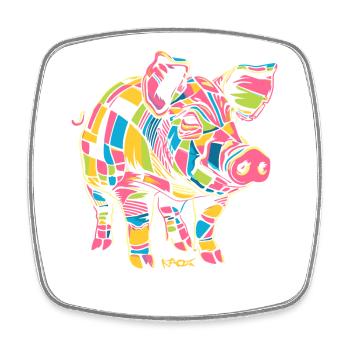 Big Fat Pop Art Pig - Square fridge magnet - white - Front