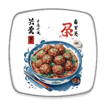 Soupe japonaise Ukiyo-e Food Art Meat Ramen - Magnet carré - blanc - Devant