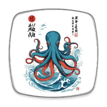 Octopus Ukiyo-E Japan Sea Kraken Design - Square fridge magnet - white - Front