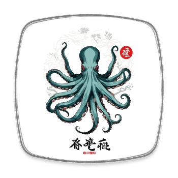 Japanischer Oktopus Ukiyo-E Kanji Poster Design - Viereckiger Kühlschrankmagnet - Weiß - Vorne