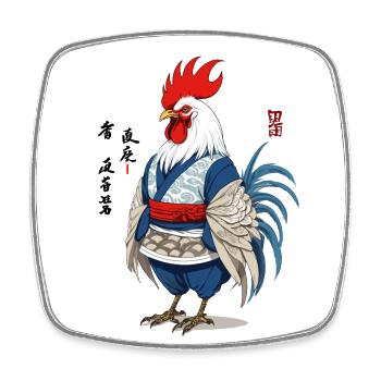 Année du Coq Vintage Ukiyo-E Streetwear - Magnet carré - blanc - Devant