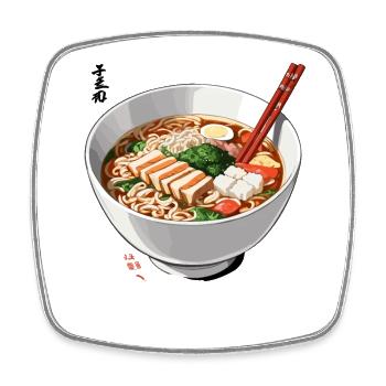 Japan Aesthetic Ramen Noodle Soup Food Streetwear - Square fridge magnet - white - Front