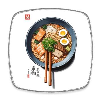 Soupe Udon Ramen Esthétique Tokyo Vibes Design - Magnet carré - blanc - Devant