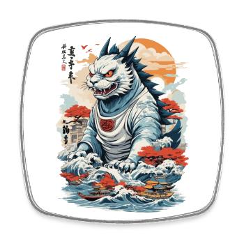 Ukiyo-E Cat Monster Tokyo Cat Streetwear - Square fridge magnet - white - Front