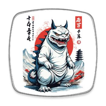 Monster Katze Japan Streetwear Katzen Design - Viereckiger Kühlschrankmagnet - Weiß - Vorne