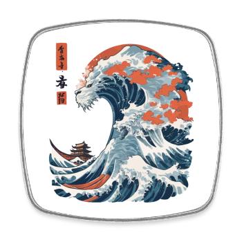 Monster Wave Japon Ukiyo-E Streetwear Vintage - Magnet carré - blanc - Devant