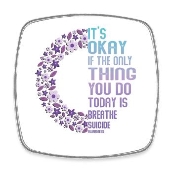 Guerrier de la santé mentale violet et turquoise - Magnet carré - blanc - Devant