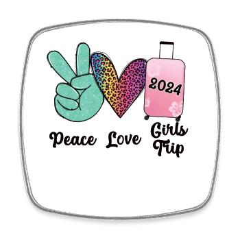 Week-end entre filles Peace Love Girls Trip 2024 - Magnet carré - blanc - Devant