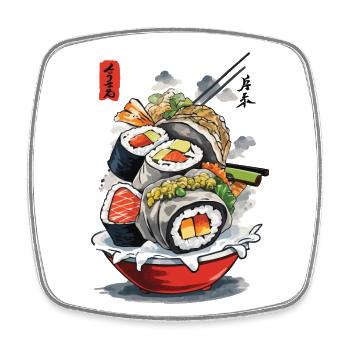 Sushi Ukiyo-E Japon Esthétique Vintage Food Design - Magnet carré - blanc - Devant