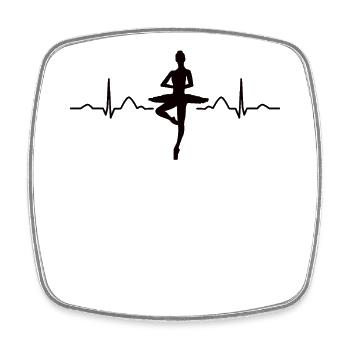 Ballet, Danseur, Battement de cœur, Ecg, Ballerine - Magnet carré - blanc - Devant