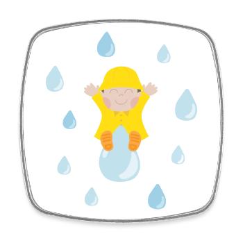 Bébé mignon avec des gouttes de pluie - Magnet carré - blanc - Devant