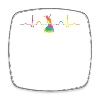 Flamenco Heartbeat Woman Flamenco Dress - Square fridge magnet - white - Front