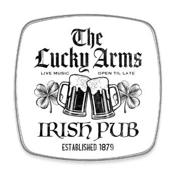 Lucky Arms Irish Pub - Viereckiger Kühlschrankmagnet - Weiß - Vorne